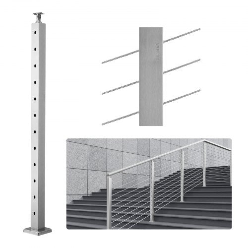 VEVOR Cable Railing Post, 42" x 2" x 2" Steel 30