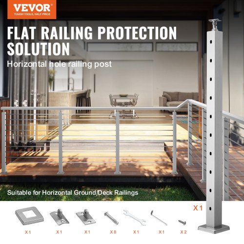 VEVOR Cable Railing Post, 36" x 2" x 2" Steel