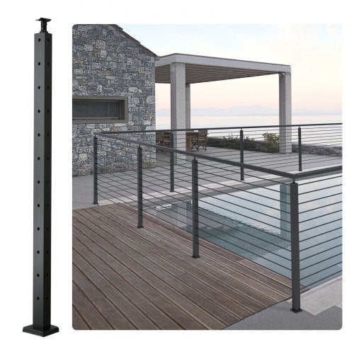 VEVOR Cable Railing Post, 42" x 1" x 2" Steel L-Shaped