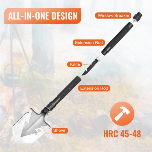 Survival Shovel 8 in 1 Camping Shovel Folding