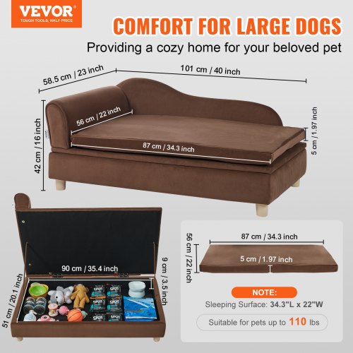 VEVOR Pet Sofa, Dog Couch for Large-Sized Dogs and