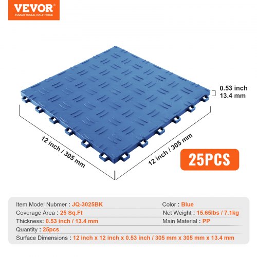 VEVOR Garage Tiles Interlocking, 12 x 12 x 0.53 inch