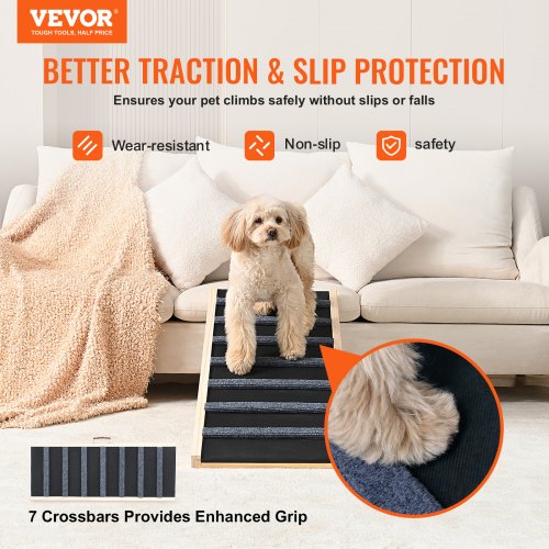 VEVOR Dog Ramp, Folding Pet Ramp for Bed, Adjustable