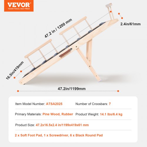 VEVOR Dog Ramp, Folding Pet Ramp for Bed, Adjustable