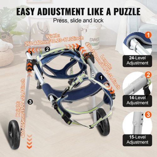 VEVOR 2 Wheels Dog Wheelchair for Back Legs, Pet