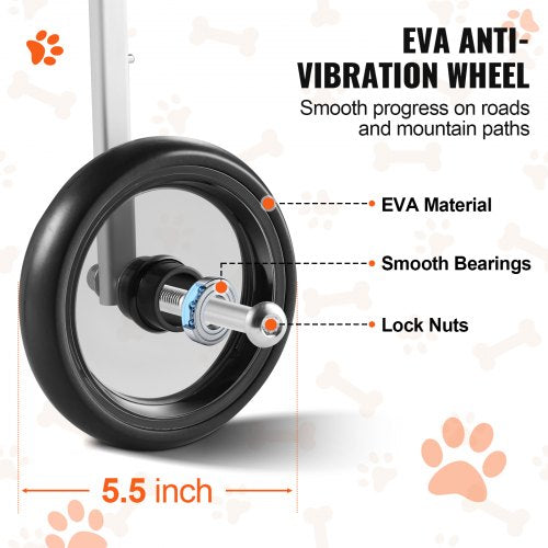 VEVOR 2 Wheels Dog Wheelchair for Back Legs, Pet