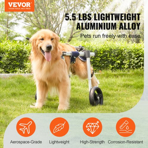 VEVOR 2 Wheels Dog Wheelchair for Back Legs, Pet