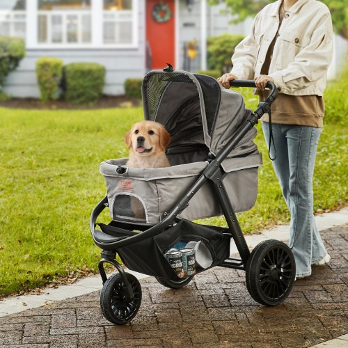 VEVOR Pet Stroller, 3 PU Wheels Dog Stroller Rotate