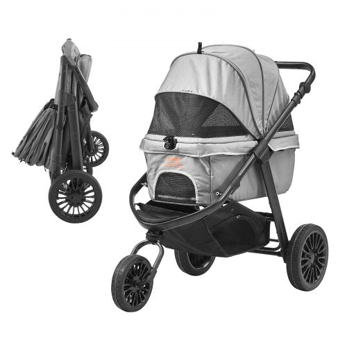 VEVOR Pet Stroller, 3 PU Wheels Dog Stroller Rotate