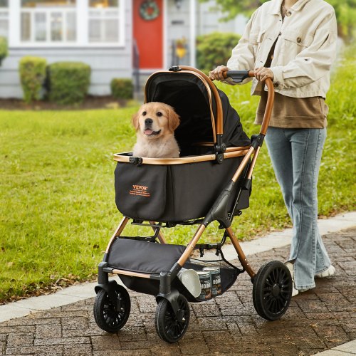 VEVOR Pet Stroller, 4 Wheels Dog Stroller Rotate with