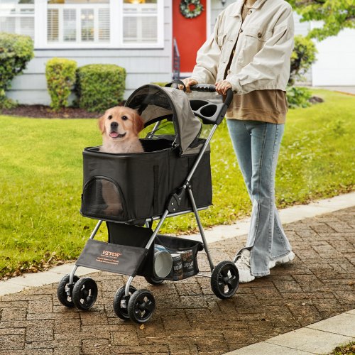 VEVOR Pet Stroller, 4 Wheels Dog Stroller Rotate with