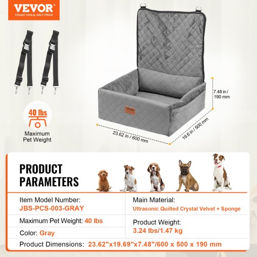 VEVOR Dog Booster Car Seat Pet Car Seat for Small