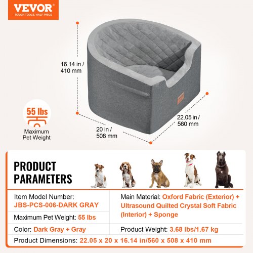 VEVOR Dog Booster Car Seat Pet Car Seat for Small