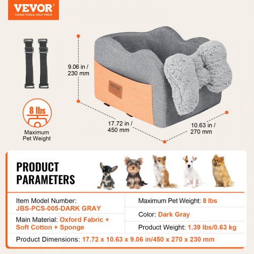 VEVOR Center Console Dog Car Seat Dog Booster Car Seat