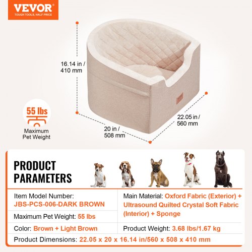 VEVOR Dog Booster Car Seat Pet Car Seat for Small