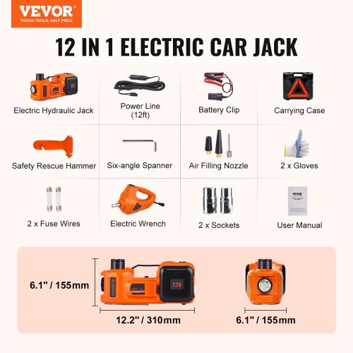 VEVOR Electric Car Jack, 5 Ton/11023 LBS Hydraulic