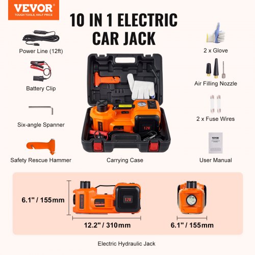 VEVOR Electric Car Jack, 5 Ton/11023 LBS Hydraulic Car