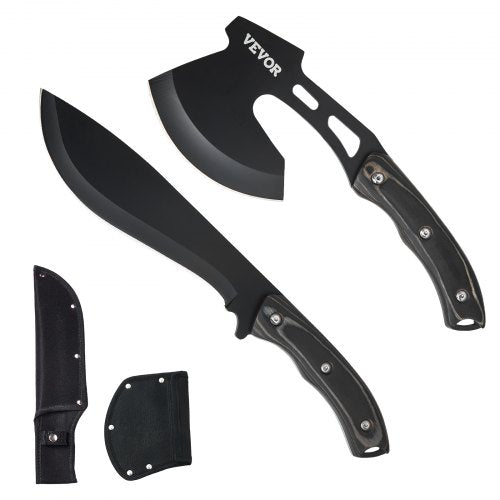 Hunting Knife and Hatchet Axe Combo Set Sheath Fixed