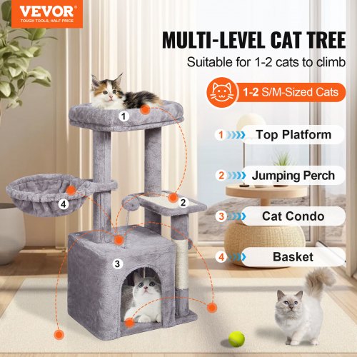 VEVOR Cat Tree 31.4" Cat Tower with Cat Condo Sisal