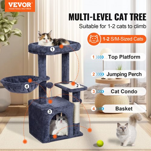 VEVOR Cat Tree 31.4" Cat Tower with Cat Condo Sisal