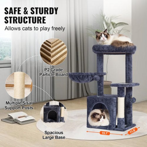 VEVOR Cat Tree 31.4" Cat Tower with Cat Condo Sisal