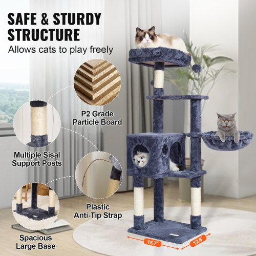 VEVOR Cat Tree 45.2" Cat Tower with Cat Condo Sisal