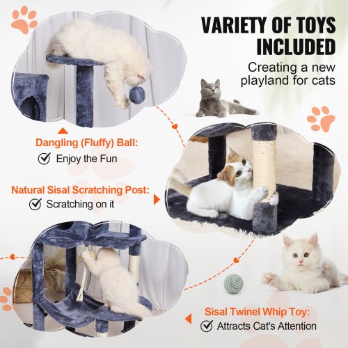 VEVOR Cat Tree 56.2" Cat Tower with Cat Condo Sisal