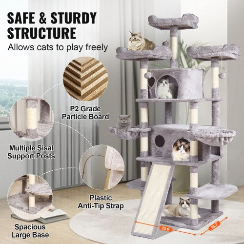 VEVOR Cat Tree 68.5" Cat Tower for Indoor Cats with