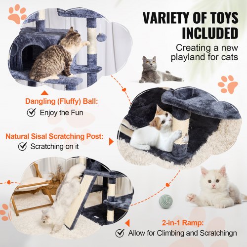 VEVOR Cat Tree 68.5" Cat Tower for Indoor Cats with