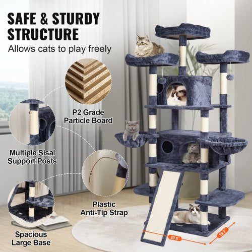 VEVOR Cat Tree 68.5" Cat Tower for Indoor Cats with