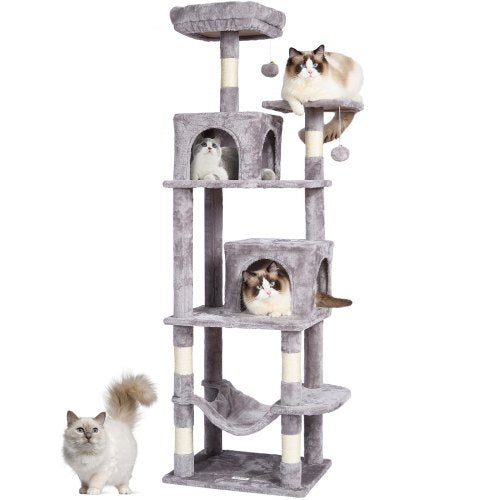 VEVOR Cat Tree 63" Cat Tower with 2 Cat Condos Sisal