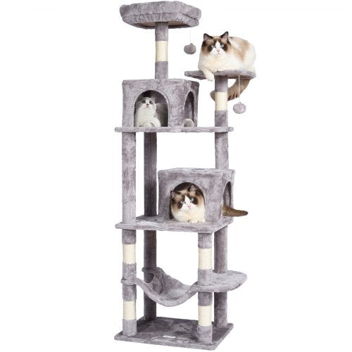 VEVOR Cat Tree 63" Cat Tower with 2 Cat Condos Sisal