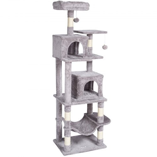 VEVOR Cat Tree 63" Cat Tower with 2 Cat Condos Sisal