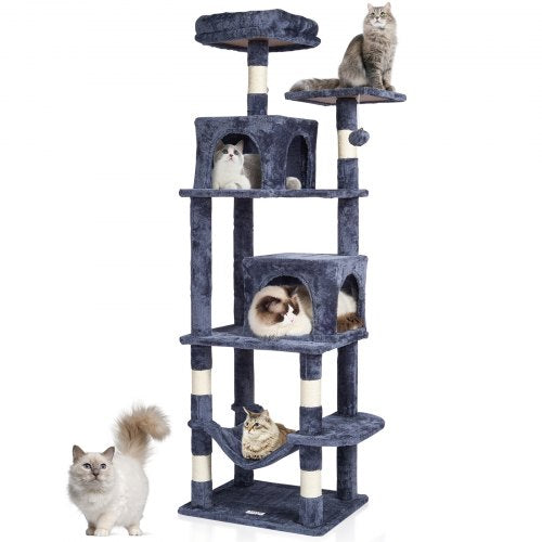 VEVOR Cat Tree 63" Cat Tower with 2 Cat Condos Sisal