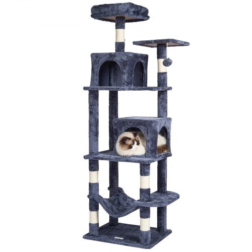 VEVOR Cat Tree 63" Cat Tower with 2 Cat Condos Sisal