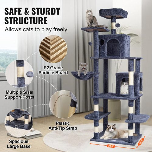 VEVOR Cat Tree 68.5" Cat Tower with Cat Condos Sisal