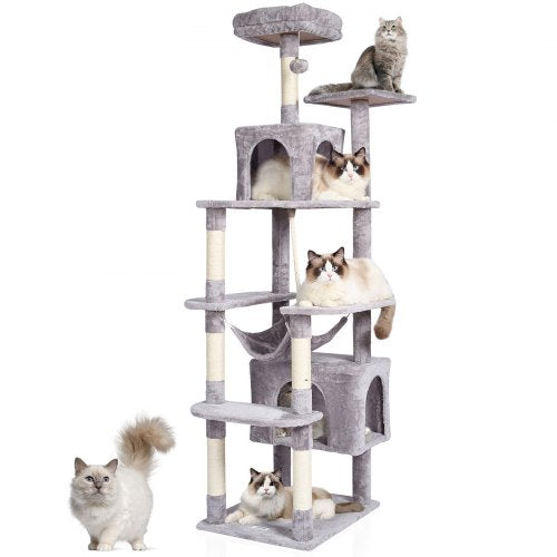 VEVOR Cat Tree 72" Cat Tower with 2 Cat Condos Sisal