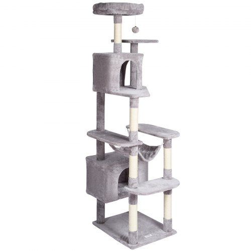 VEVOR Cat Tree 72" Cat Tower with 2 Cat Condos Sisal