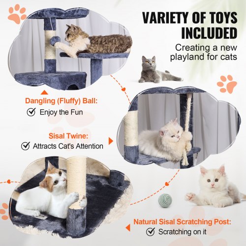 VEVOR Cat Tree 72" Cat Tower with 2 Cat Condos Sisal