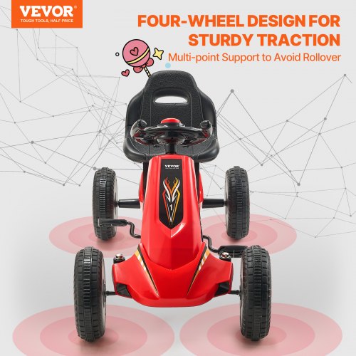 VEVOR Go Kart 4 Wheel Pedal Ride On Toy for Kids Ages