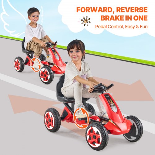 VEVOR Go Kart 4 Wheel Pedal Ride On Toy for Kids Ages