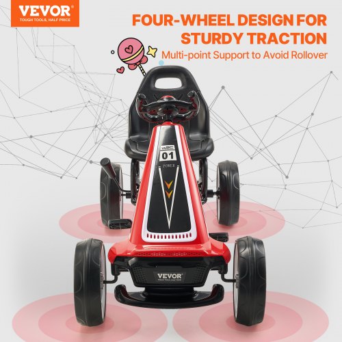 VEVOR Go Kart 4 Wheel Pedal Ride On Toy for Kids