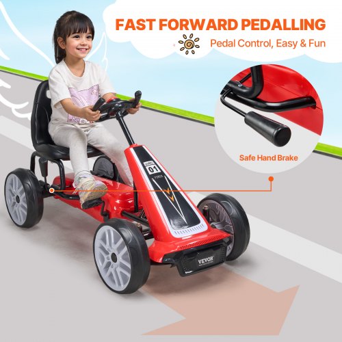 VEVOR Go Kart 4 Wheel Pedal Ride On Toy for Kids