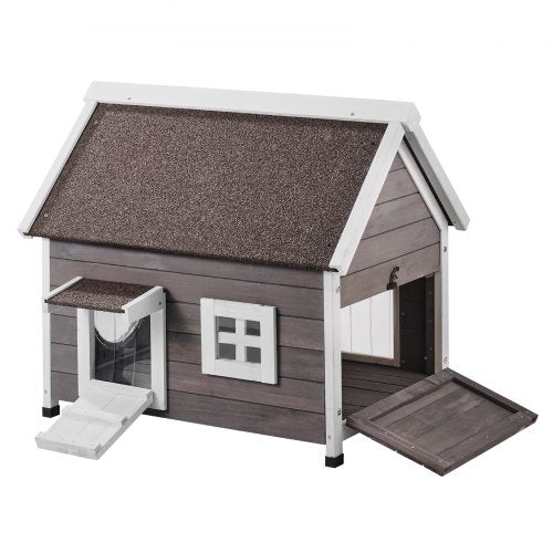 VEVOR Outdoor Cat House Wooden Feral Cat Shelter with