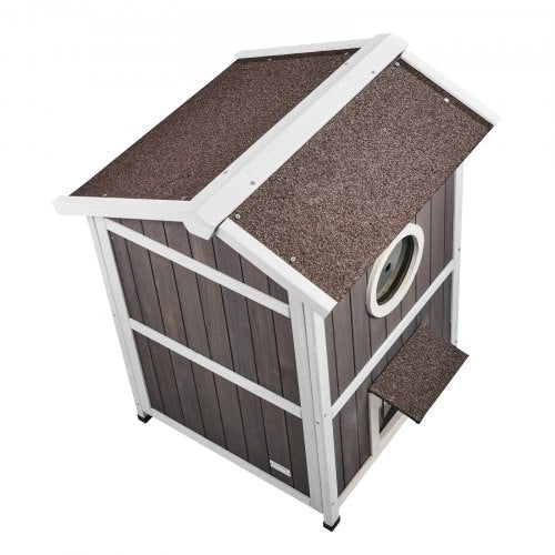 VEVOR Outdoor Cat House 2-story Wooden Feral Cat