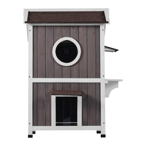 VEVOR Outdoor Cat House 2-story Wooden Feral Cat