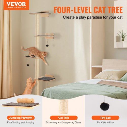 VEVOR Wall Mounted Cat Shelves Tree with Platform