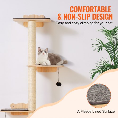 VEVOR Wall Mounted Cat Shelves Tree with Platform