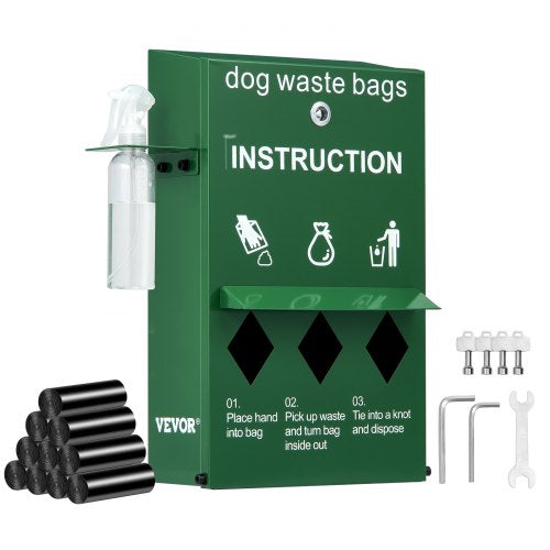 Dog Waste Station Bag Dispenser with 600 Bags Lockable