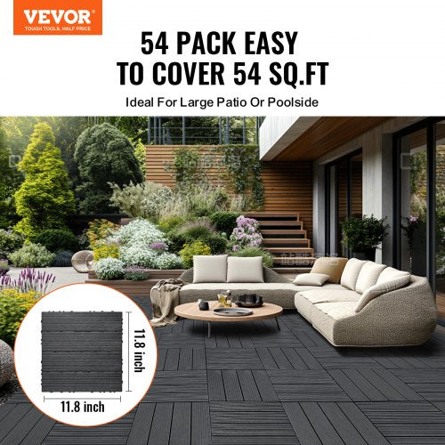 VEVOR Interlocking Deck Tiles 54 Pack 12"x12" Plastic